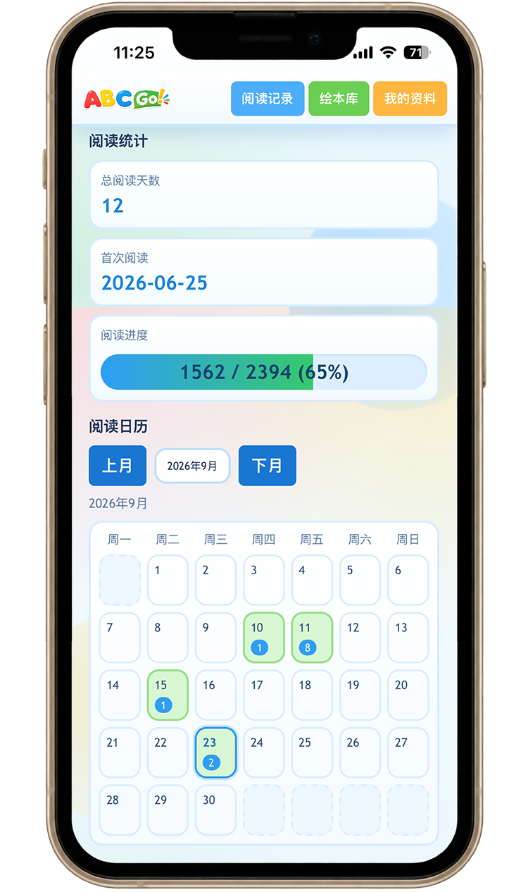 阅读记录统计和日历